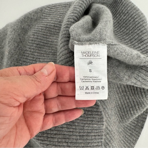 Madeleine Thompson Women's Puff Sleeves Crew Neck Cashmere Sweater Size S Gray - Picture 8 of 10